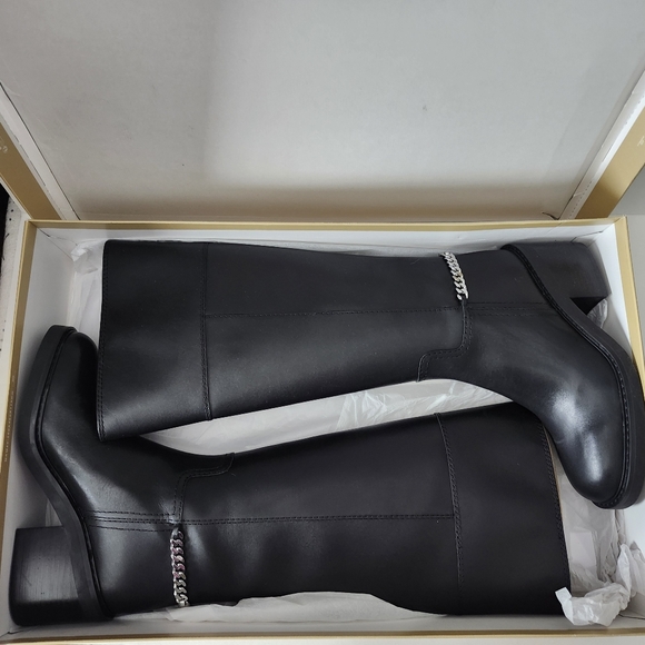 Michael Kors Carlisle Black Leather Pullon  Knee-High Boots - Picture 10 of 11